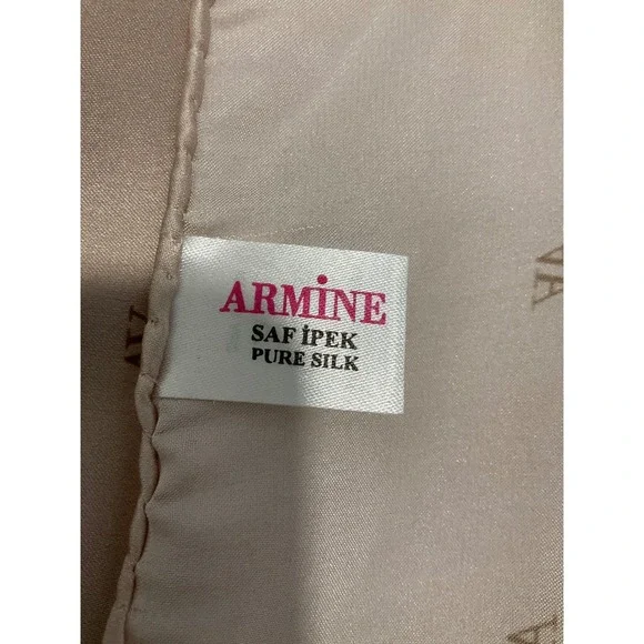 Armine Luxury Pure Silk Ombre All Over Logo Monogram Head Purse‎ Scarf Brown - Picture 4 of 8
